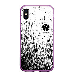 Чехол iPhone XS Max матовый Черный клевер, цвет: 3D-фиолетовый