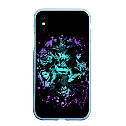Чехол iPhone XS Max матовый Герои аниме, цвет: 3D-голубой