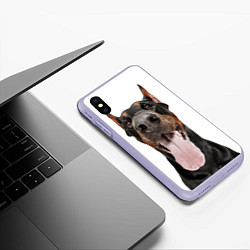 Чехол iPhone XS Max матовый Доберман Doberman, цвет: 3D-светло-сиреневый — фото 2