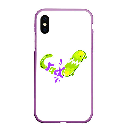 Чехол iPhone XS Max матовый Скейт треск / 3D-Фиолетовый – фото 1