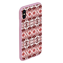 Чехол iPhone XS Max матовый Русские народные узоры, цвет: 3D-розовый — фото 2