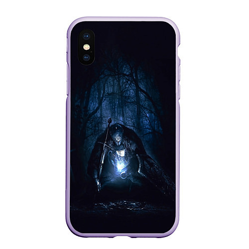 Чехол iPhone XS Max матовый Странник в лесу / 3D-Светло-сиреневый – фото 1