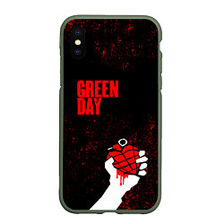 Чехол iPhone XS Max матовый Green day, цвет: 3D-темно-зеленый