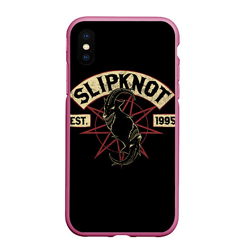 Чехол iPhone XS Max матовый Slipknot 1995 / 3D-Малиновый – фото 1