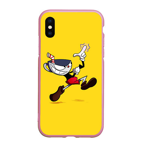 Чехол iPhone XS Max матовый CUPHEAD / 3D-Розовый – фото 1