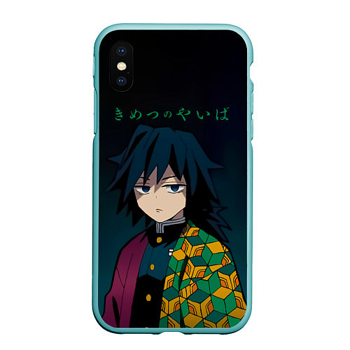 Чехол iPhone XS Max матовый Гию Томиока Kimetsu no Yaiba / 3D-Мятный – фото 1