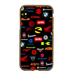 Чехол iPhone XS Max матовый Motorcycle pattern Мото паттерн Z, цвет: 3D-коричневый