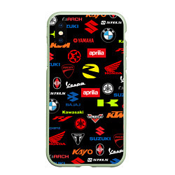 Чехол iPhone XS Max матовый Motorcycle pattern Мото паттерн Z, цвет: 3D-салатовый