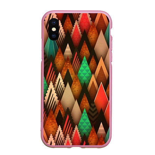 Чехол iPhone XS Max матовый Острые пики / 3D-Розовый – фото 1