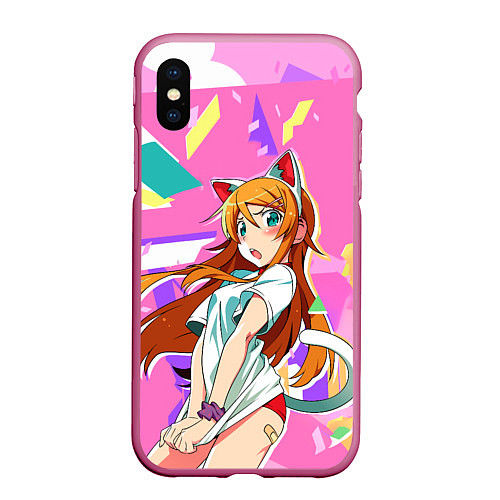 Чехол iPhone XS Max матовый Kirino Kousaka / 3D-Малиновый – фото 1