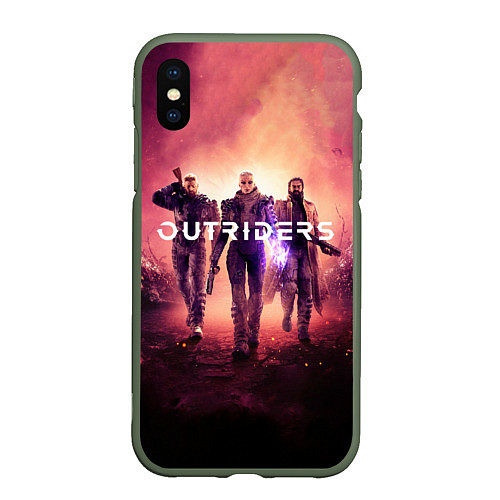 Чехол iPhone XS Max матовый Outriders / 3D-Темно-зеленый – фото 1