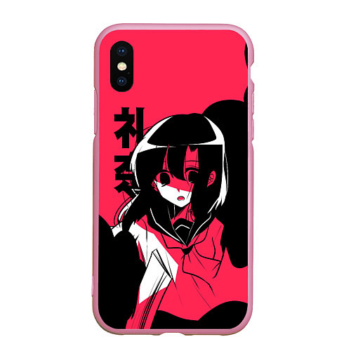 Чехол iPhone XS Max матовый Rena Black Pink / 3D-Розовый – фото 1