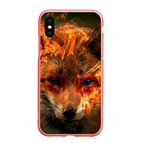 Чехол iPhone XS Max матовый Огненная лиса / 3D-Баблгам – фото 1