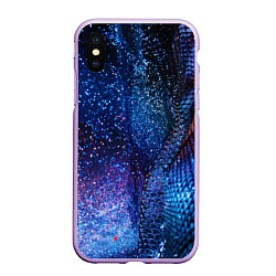 Чехол iPhone XS Max матовый Синяя чешуйчатая абстракция blue cosmos, цвет: 3D-сиреневый