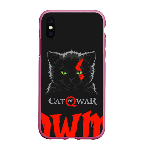 Чехол iPhone XS Max матовый Cat of war / 3D-Малиновый – фото 1