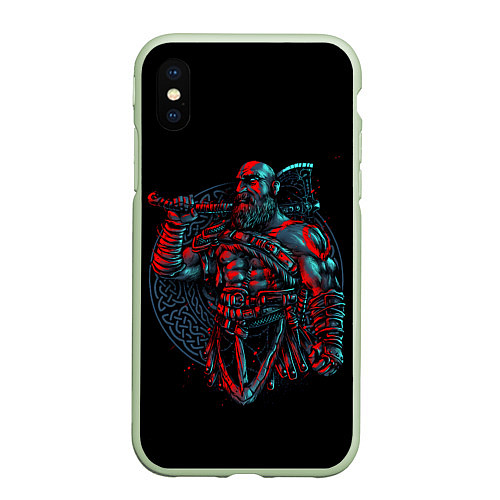 Чехол iPhone XS Max матовый Brutal Kratos / 3D-Салатовый – фото 1
