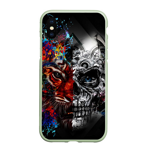 Чехол iPhone XS Max матовый TIGER / 3D-Салатовый – фото 1