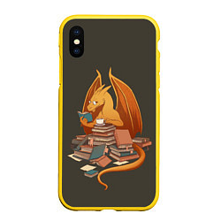 Чехол iPhone XS Max матовый Book Dragon, цвет: 3D-желтый