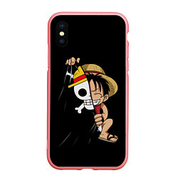 Чехол iPhone XS Max матовый ONE PIECE ЛУФФИ ЧЕРЕП СИМВОЛ