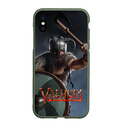 Чехол iPhone XS Max матовый Viking Valheim, цвет: 3D-темно-зеленый