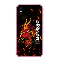 Чехол iPhone XS Max матовый Dragon Огненный дракон, цвет: 3D-розовый