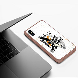 Чехол iPhone XS Max матовый HAIKYU ВОЛЕЙБОЛ БРЫЗГИ КРАСОК, цвет: 3D-коричневый — фото 2