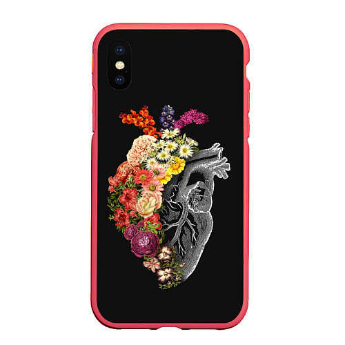 Чехол iPhone XS Max матовый Natural Heart Dual / 3D-Красный – фото 1