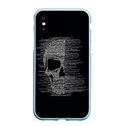 Чехол iPhone XS Max матовый Череп из текста, цвет: 3D-голубой
