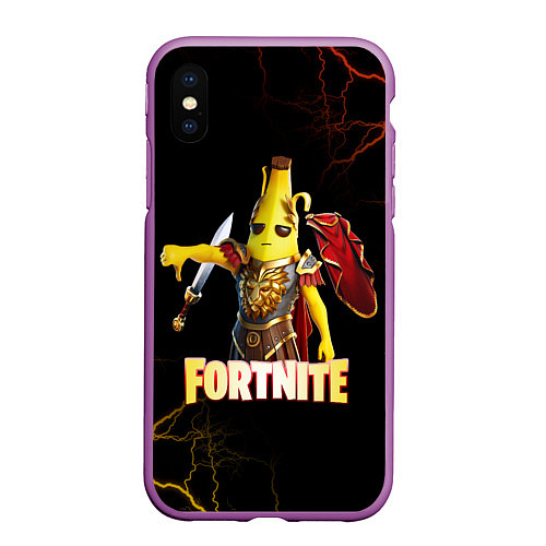 Чехол iPhone XS Max матовый Fortnite Potassius Peels Peely / 3D-Фиолетовый – фото 1