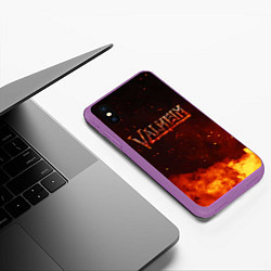 Чехол iPhone XS Max матовый Valheim огненный лого, цвет: 3D-фиолетовый — фото 2