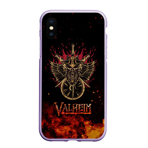 Чехол iPhone XS Max матовый Valheim символ черепа / 3D-Светло-сиреневый – фото 1