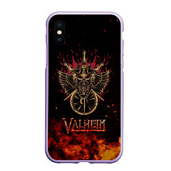 Чехол iPhone XS Max матовый Valheim символ черепа, цвет: 3D-светло-сиреневый