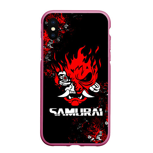 Чехол iPhone XS Max матовый SAMURAI CYBERPUNK 2077 / 3D-Малиновый – фото 1