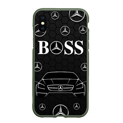 Чехол iPhone XS Max матовый BOSS MERCEDES-BENZ, цвет: 3D-темно-зеленый