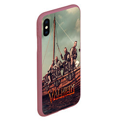 Чехол iPhone XS Max матовый Valheim викинги, цвет: 3D-малиновый — фото 2