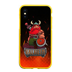 Чехол iPhone XS Max матовый Valheim викинг в огне