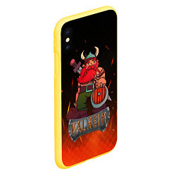Чехол iPhone XS Max матовый Valheim викинг в огне, цвет: 3D-желтый — фото 2