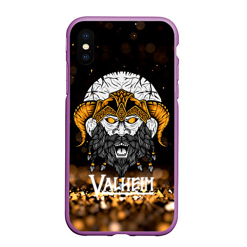 Чехол iPhone XS Max матовый Valheim Viking Gold / 3D-Фиолетовый – фото 1