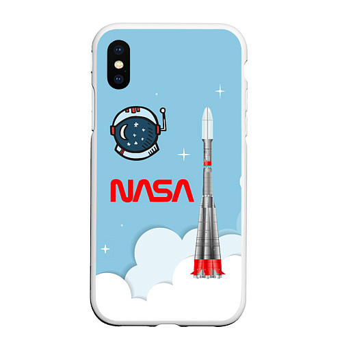 Чехол iPhone XS Max матовый Mission NASA / 3D-Белый – фото 1