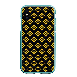 Чехол iPhone XS Max матовый ЭМБЛЕМА БИНАНС ПАТТЕРН BINANCE, цвет: 3D-мятный