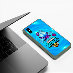 Чехол iPhone XS Max матовый Сквик Squeak Brawl Stars, цвет: 3D-темно-зеленый — фото 2