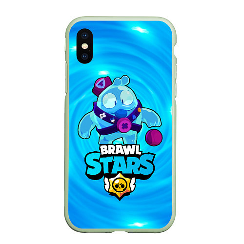 Чехол iPhone XS Max матовый Сквик Squeak Brawl Stars / 3D-Салатовый – фото 1