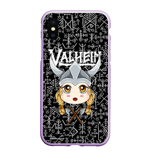 Чехол iPhone XS Max матовый Valheim Girl / 3D-Сиреневый – фото 1