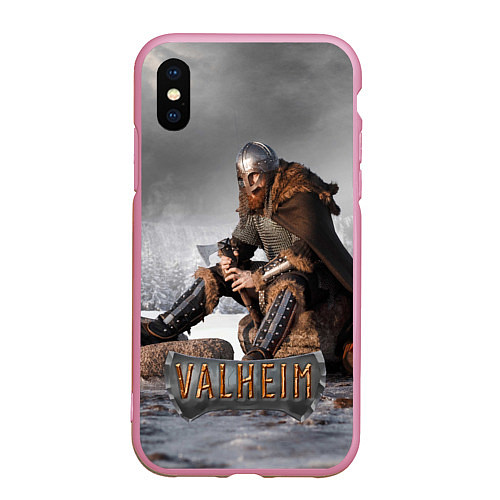 Чехол iPhone XS Max матовый Valheim Викинг / 3D-Розовый – фото 1