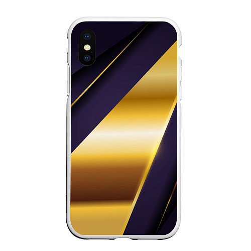 Чехол iPhone XS Max матовый 3D luxury золото / 3D-Белый – фото 1