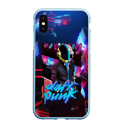 Чехол iPhone XS Max матовый Daft punk neon rock / 3D-Голубой – фото 1