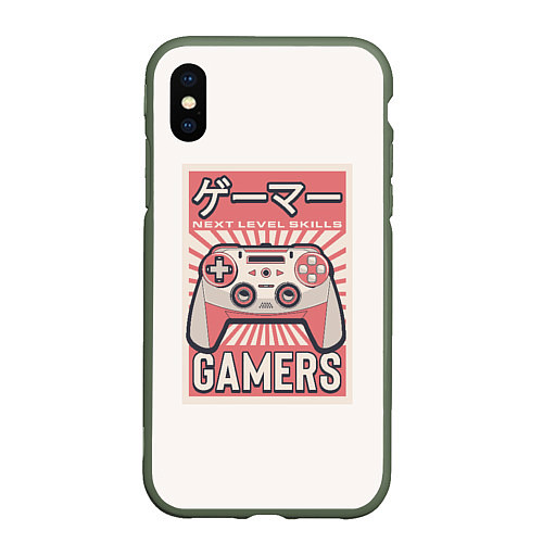 Чехол iPhone XS Max матовый Геймпад геймера Japan gamer / 3D-Темно-зеленый – фото 1