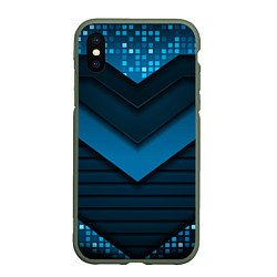 Чехол iPhone XS Max матовый 3D luxury blue abstract, цвет: 3D-темно-зеленый