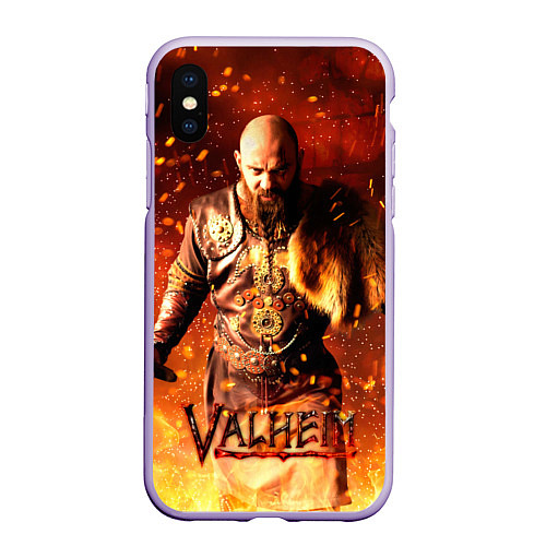 Чехол iPhone XS Max матовый Valheim Викинг в огне / 3D-Светло-сиреневый – фото 1