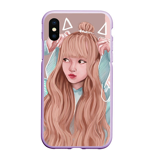 Чехол iPhone XS Max матовый Лиса Манобан BLACKPINK / 3D-Сиреневый – фото 1